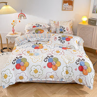 HKM-752147 Cotton Four-Piece Student Dormitory Fitted Sheet Set with Floral and Plant Patterns