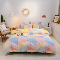 HKM-752147 Cotton Four-Piece Student Dormitory Fitted Sheet Set with Floral and Plant Patterns