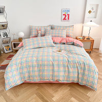 HKM-752147 Cotton Four-Piece Student Dormitory Fitted Sheet Set with Floral and Plant Patterns