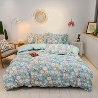 HKM-752147 Cotton Four-Piece Student Dormitory Fitted Sheet Set with Floral and Plant Patterns