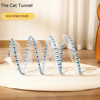 HKM-752147 Interactive Cat Tunnel with Spring Mouse and Sisal Ball - Elastic, Collapsible Design for Kittens and Cats