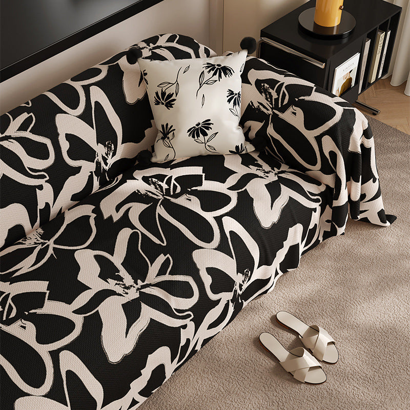 HKM-752211 Stain-Resistant Black Sofa Cushion for Living Room - Stylish Floral Pattern, Multiple Sizes Available