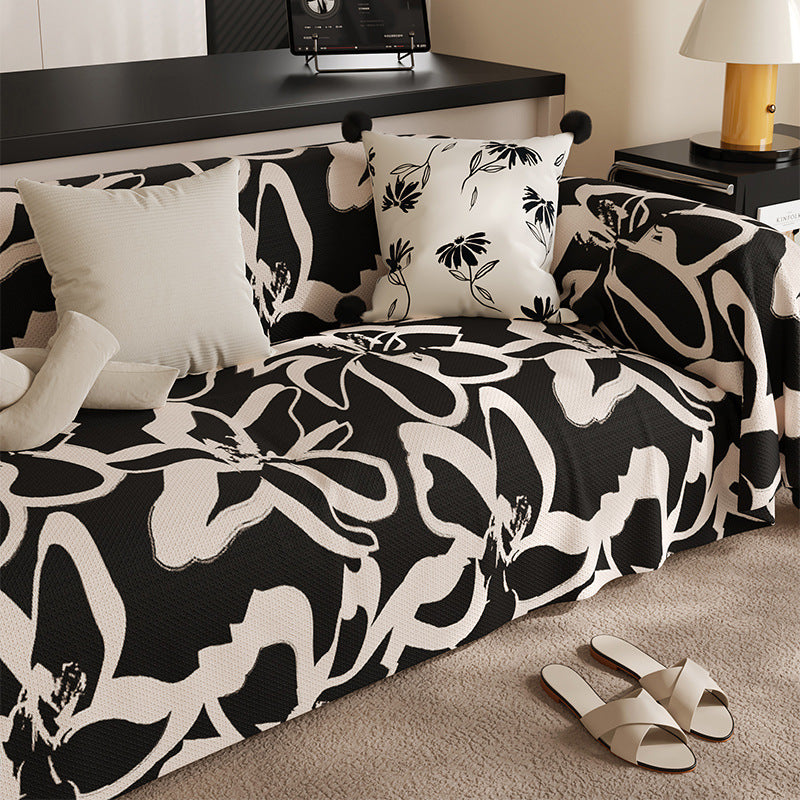 HKM-752211 Stain-Resistant Black Sofa Cushion for Living Room - Stylish Floral Pattern, Multiple Sizes Available