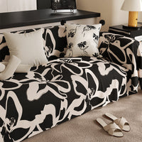 HKM-752211 Stain-Resistant Black Sofa Cushion for Living Room - Stylish Floral Pattern, Multiple Sizes Available