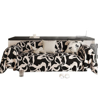 HKM-752211 Stain-Resistant Black Sofa Cushion for Living Room - Stylish Floral Pattern, Multiple Sizes Available