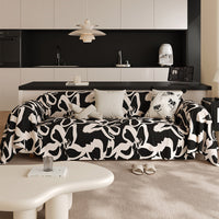 HKM-752211 Stain-Resistant Black Sofa Cushion for Living Room - Stylish Floral Pattern, Multiple Sizes Available