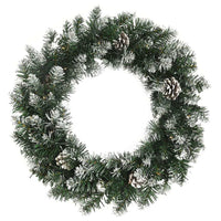 HKM-752275 LED Christmas Wreath with Pine Cones and Artificial Snow - 45 cm, Weather-Resistant PVC