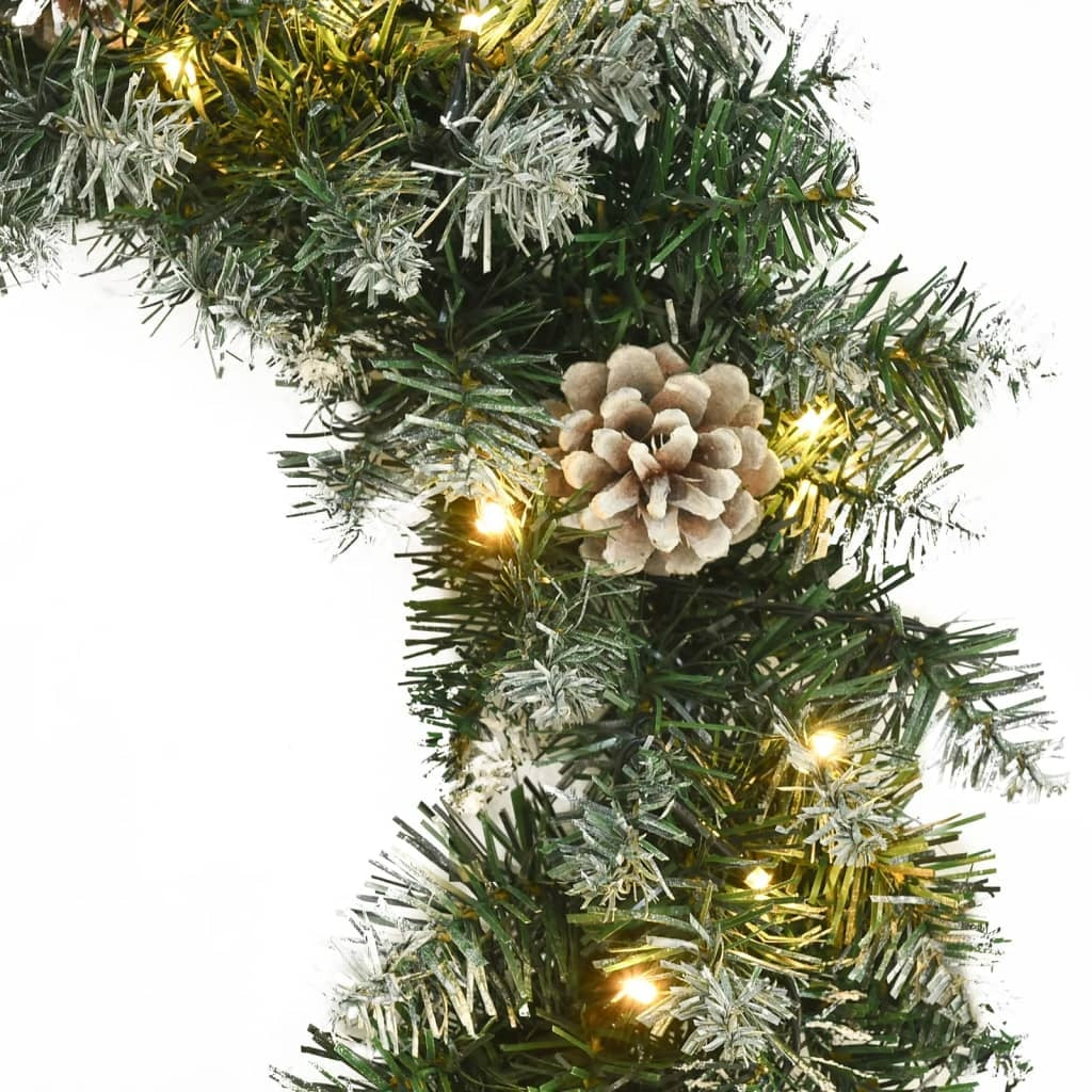HKM-752275 LED Christmas Wreath with Pine Cones and Artificial Snow - 45 cm, Weather-Resistant PVC