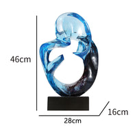HKM-752403 Transparent Resin Craft Ornament - Modern Simplicity in Orange Red and Blue Resin Sculpture