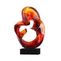 HKM-752403 Transparent Resin Craft Ornament - Modern Simplicity in Orange Red and Blue Resin Sculpture