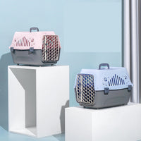 HKM-752467 Pet Travel Carrier - Large Dog Cage for Small & Medium Pets - Pink/Blue/Beige/Gray PP Material