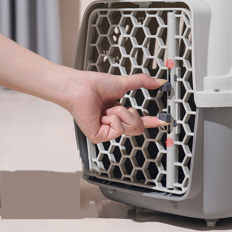 HKM-752467 Pet Travel Carrier - Large Dog Cage for Small & Medium Pets - Pink/Blue/Beige/Gray PP Material