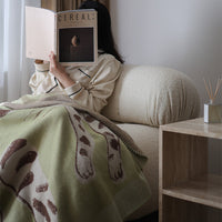 HKM-752531 Nordic Style Thick Cashmere Blanket in Milk Green with Floral Pattern, 130x180cm