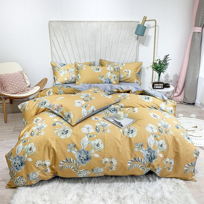 HKM-752787 Cotton Digital Print Bed Sheet and Quilt Cover Set in Multiple Sizes