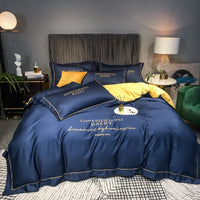 HKM-752787 Cotton Solid Color Four-Piece Fitted Bedding Set for 1.2m to 2.0m Beds