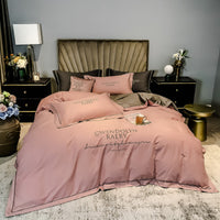 HKM-752787 Cotton Solid Color Four-Piece Fitted Bedding Set for 1.2m to 2.0m Beds
