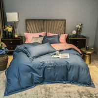 HKM-752787 Cotton Solid Color Four-Piece Fitted Bedding Set for 1.2m to 2.0m Beds