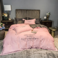 HKM-752787 Cotton Solid Color Four-Piece Fitted Bedding Set for 1.2m to 2.0m Beds