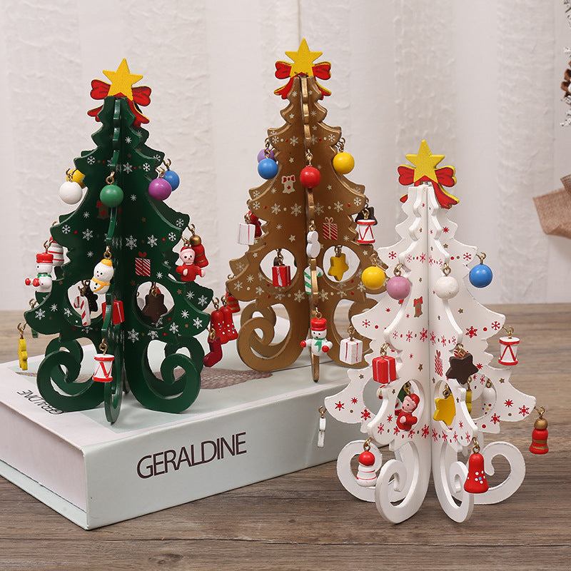HKM-752915 Modern Christmas Tree Scene Decoration - MDF, 19x10.5cm, Manual & Laser Craft