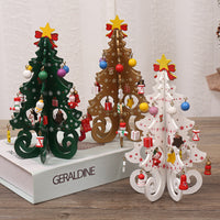 HKM-752915 Modern Christmas Tree Scene Decoration - MDF, 19x10.5cm, Manual & Laser Craft