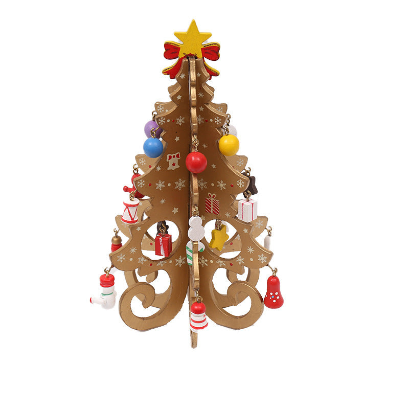 HKM-752915 Modern Christmas Tree Scene Decoration - MDF, 19x10.5cm, Manual & Laser Craft