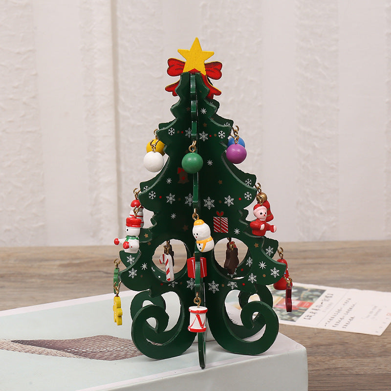 HKM-752915 Modern Christmas Tree Scene Decoration - MDF, 19x10.5cm, Manual & Laser Craft