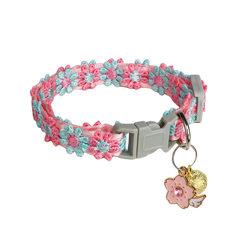 HKM-753171 Lace Embroidery Trim Bell Pet Collar