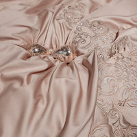 HKM-753235 Washed Silk Bedding Set in Tencel with European Pattern – Embroidered and Quilted Design