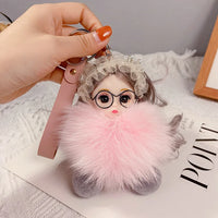 HKM-753299 Cute Cartoon Plush Doll Keychain for Women - Creative Bag Accessory & Gift for All Ages