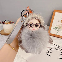 HKM-753299 Cute Cartoon Plush Doll Keychain for Women - Creative Bag Accessory & Gift for All Ages