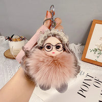 HKM-753299 Cute Cartoon Plush Doll Keychain for Women - Creative Bag Accessory & Gift for All Ages