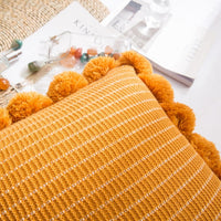HKM-753363 Soft Polyester Striped Ball Pillow Cover 45x45cm in Light Pink, Blue, Beige, Green, Turmeric