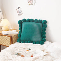 HKM-753363 Soft Polyester Striped Ball Pillow Cover 45x45cm in Light Pink, Blue, Beige, Green, Turmeric