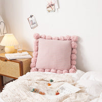 HKM-753363 Soft Polyester Striped Ball Pillow Cover 45x45cm in Light Pink, Blue, Beige, Green, Turmeric