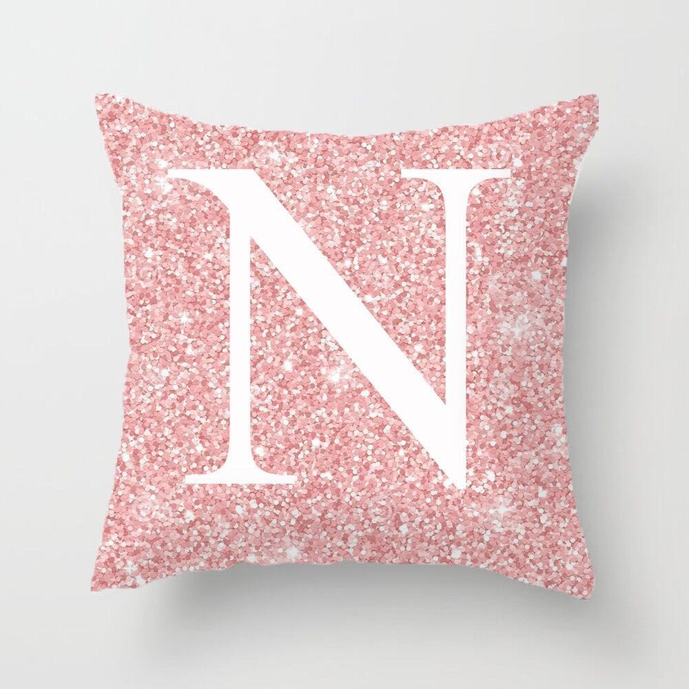 HKM-753427 Metal Letters Peach Skin Fabric Pillow Cover - 45cm Modern Cushion in Multiple Colors
