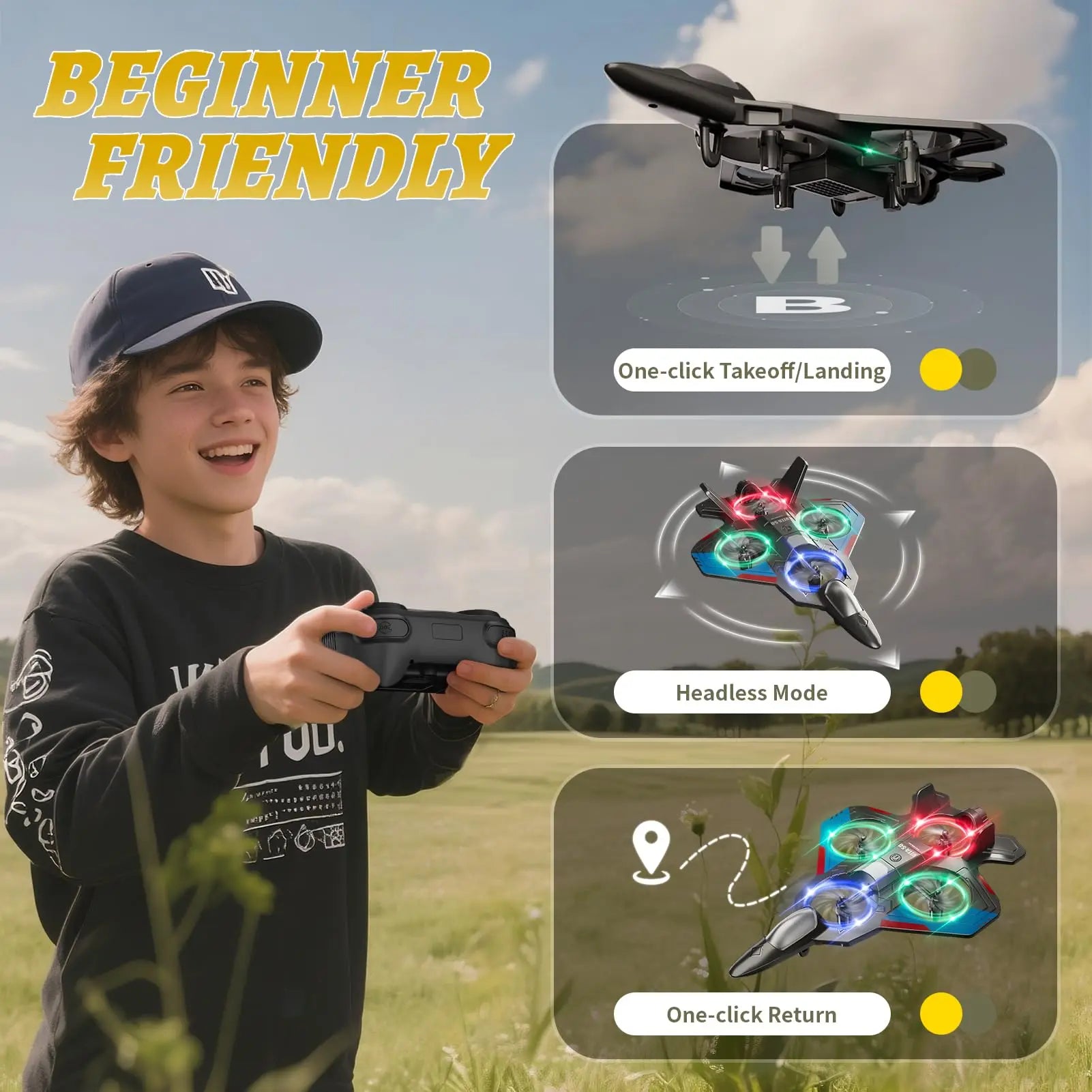 HKM-753427 Remote Control Airplane Toy for Kids, EPT Model, Indoor & Outdoor Use, 6 Channels, Ready-to-Fly
