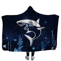 HKM-753619 Cozy Shark, Tortoise, and Crab Hooded Blanket for Kids