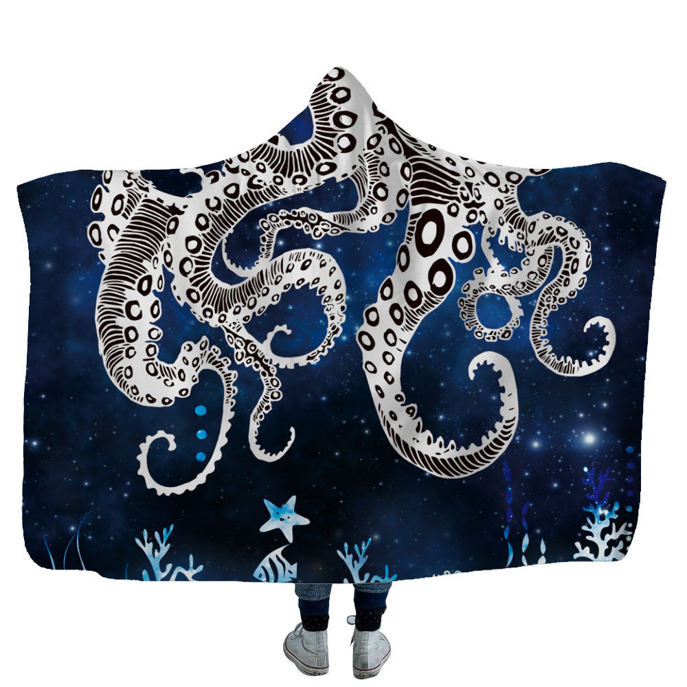 HKM-753619 Cozy Shark, Tortoise, and Crab Hooded Blanket for Kids