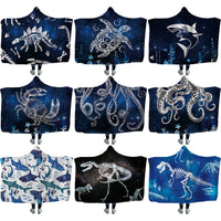 HKM-753619 Cozy Shark, Tortoise, and Crab Hooded Blanket for Kids