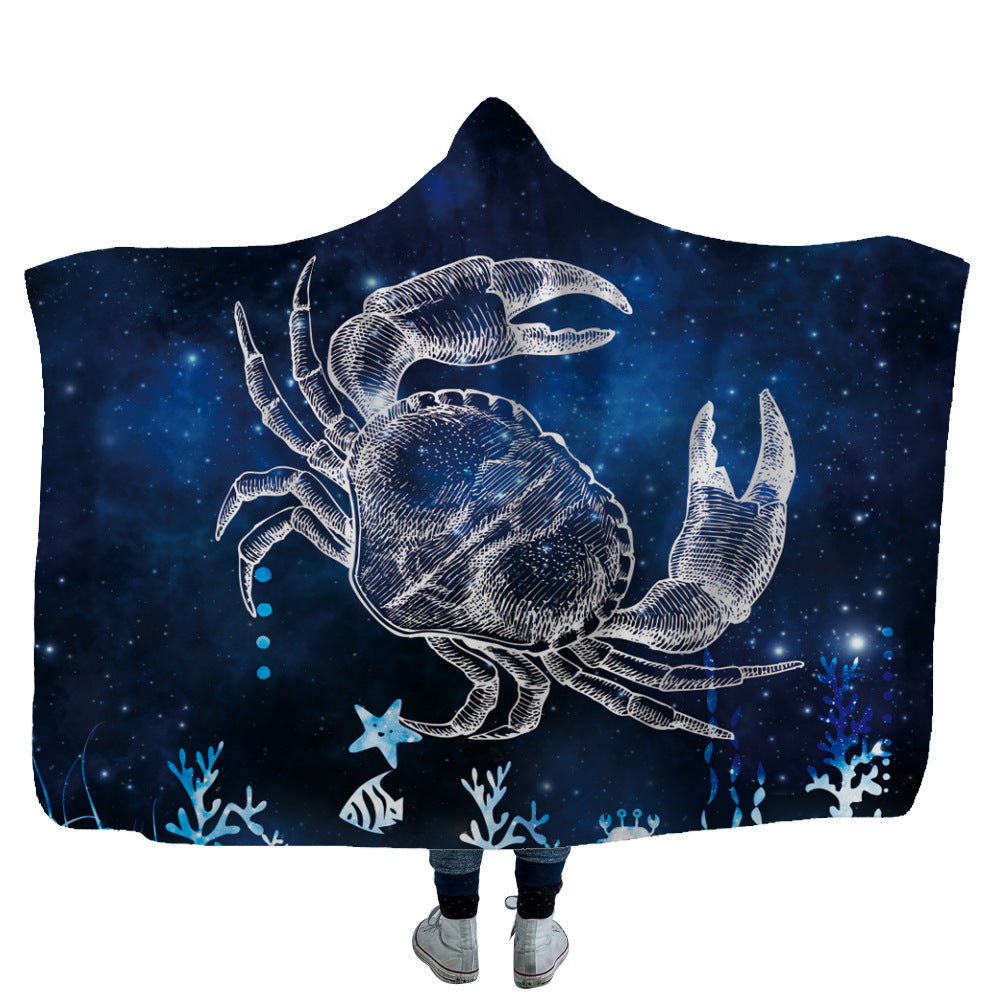 HKM-753619 Cozy Shark, Tortoise, and Crab Hooded Blanket for Kids