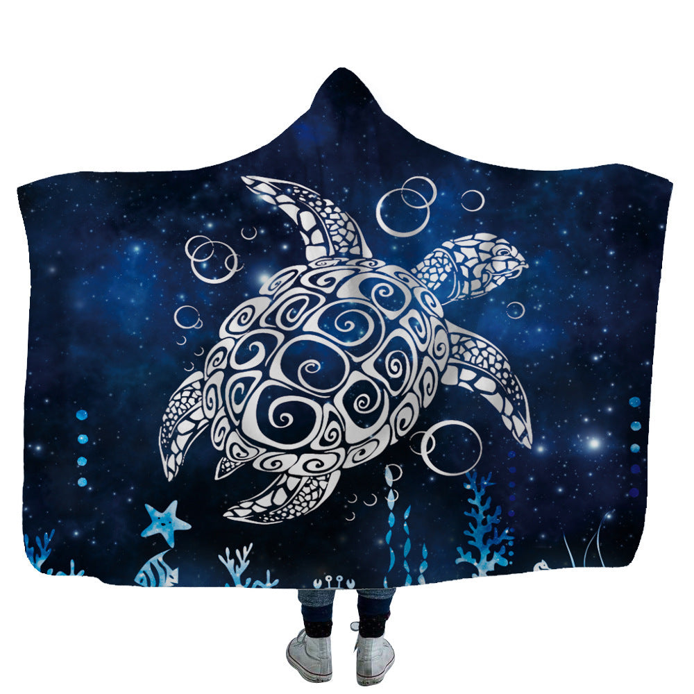 HKM-753619 Cozy Shark, Tortoise, and Crab Hooded Blanket for Kids