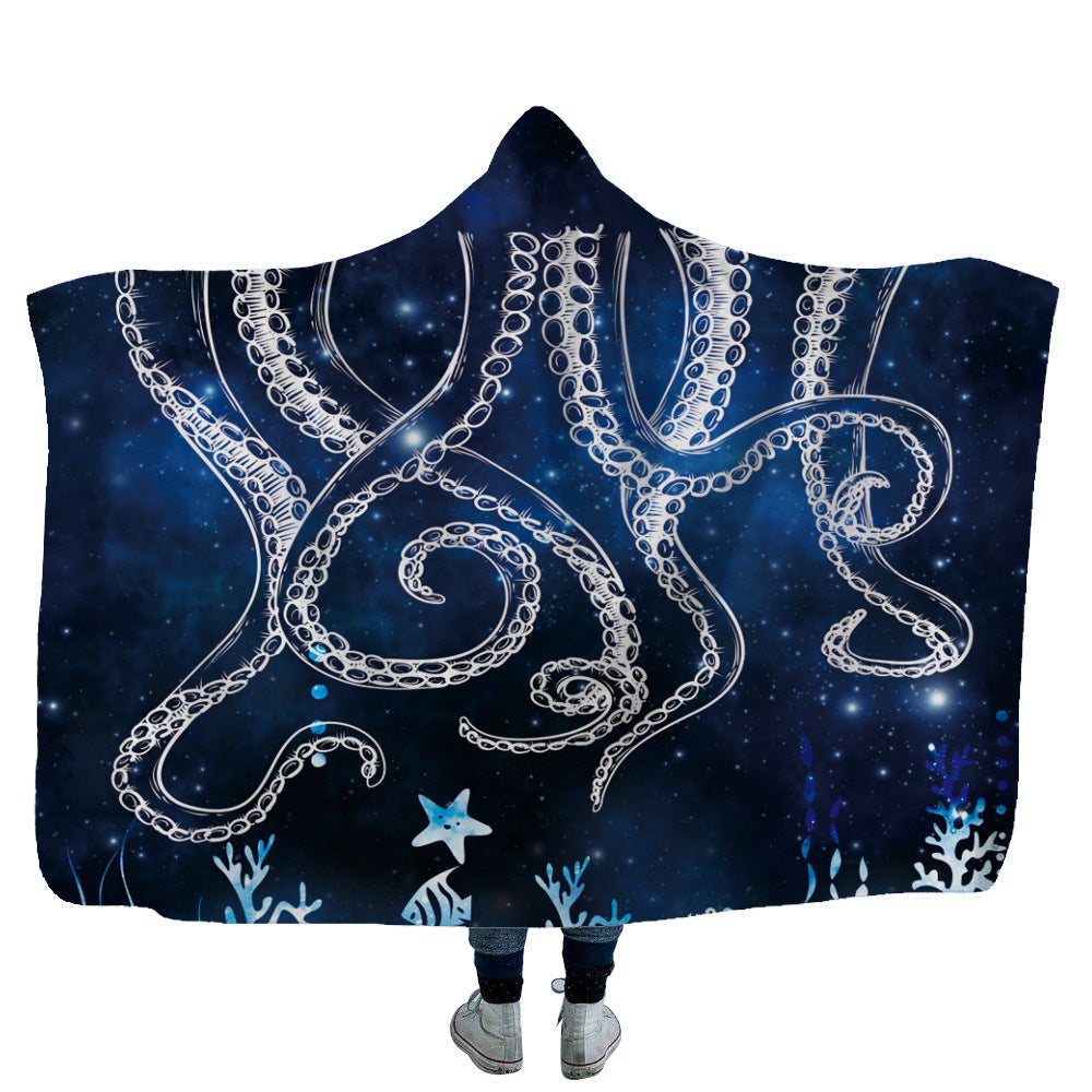 HKM-753619 Cozy Shark, Tortoise, and Crab Hooded Blanket for Kids