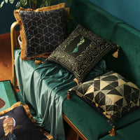 HKM-753683 Rainforest Geometric Print Velvet Pillowcase - Soft Velvet Fabric Cover