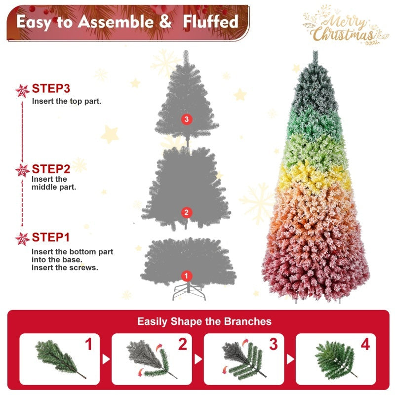 HKM-753747 Colorful Rainbow Artificial Christmas Tree - 6FT & 7.5FT with PVC Branch Tips