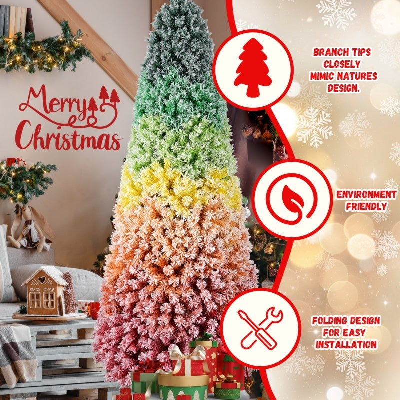 HKM-753747 Colorful Rainbow Artificial Christmas Tree - 6FT & 7.5FT with PVC Branch Tips