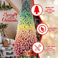 HKM-753747 Colorful Rainbow Artificial Christmas Tree - 6FT & 7.5FT with PVC Branch Tips