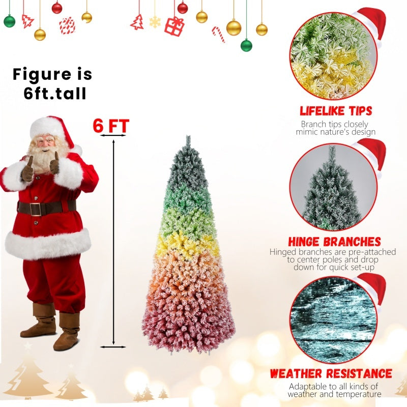 HKM-753747 Colorful Rainbow Artificial Christmas Tree - 6FT & 7.5FT with PVC Branch Tips