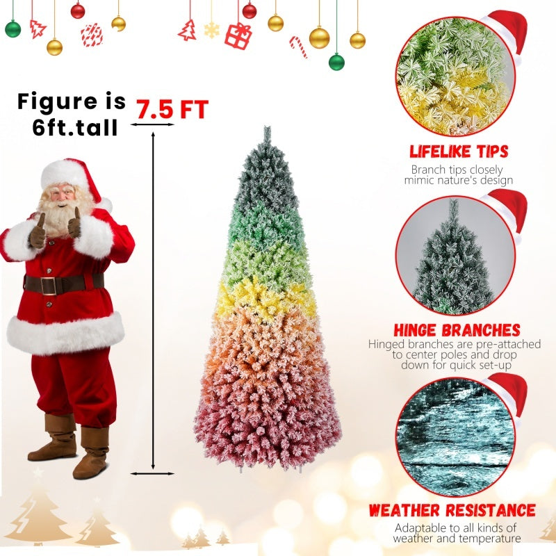 HKM-753747 Colorful Rainbow Artificial Christmas Tree - 6FT & 7.5FT with PVC Branch Tips
