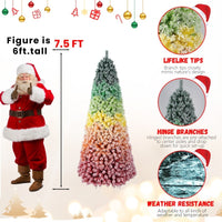 HKM-753747 Colorful Rainbow Artificial Christmas Tree - 6FT & 7.5FT with PVC Branch Tips