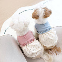 HKM-753875 Floral Bubble Skirt and Matching Scarf Vest Set for Pets in Pink and Blue